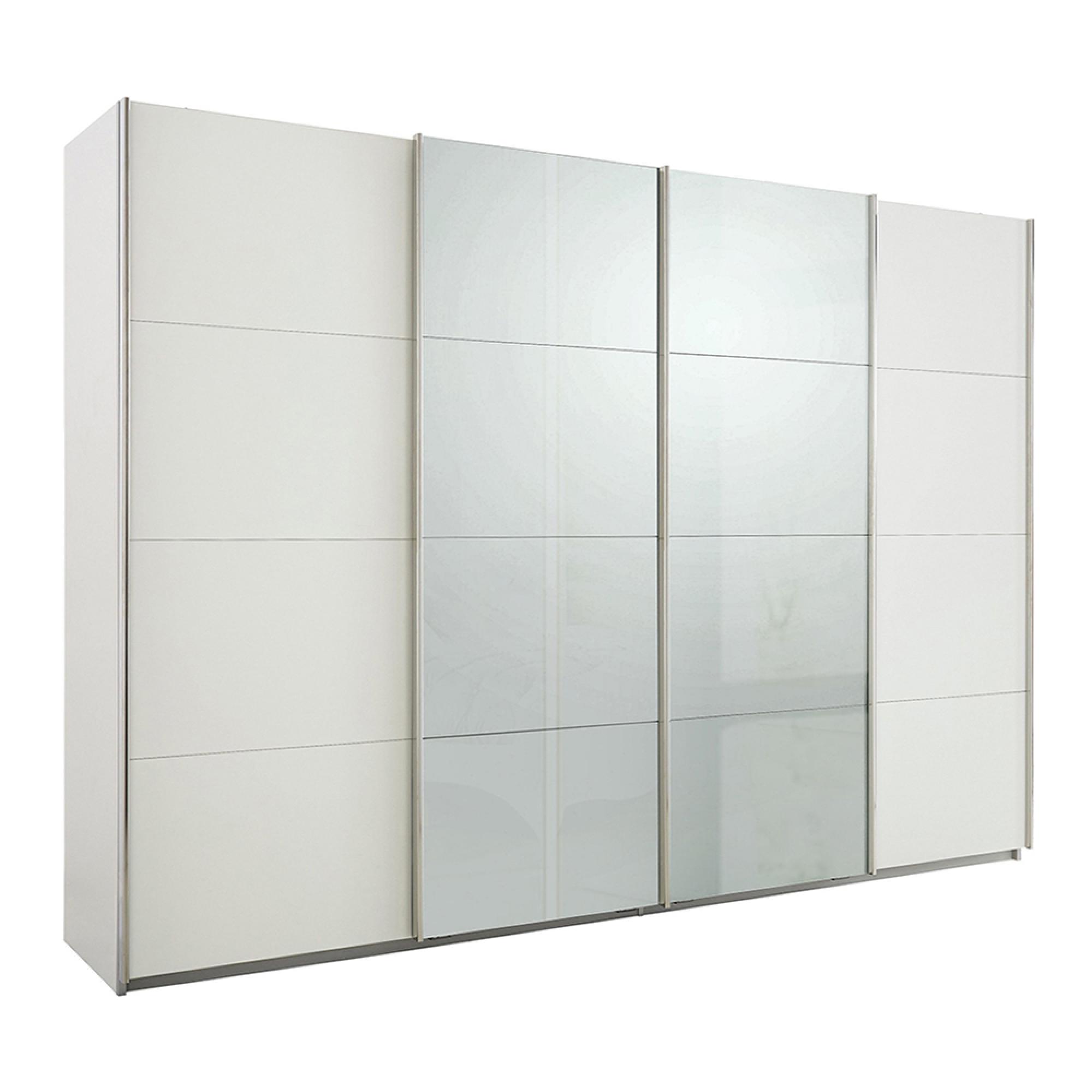 Rauch Syncrono 316cm 4 Door Sliding Wardrobe - Alpine White and Grey High Gloss