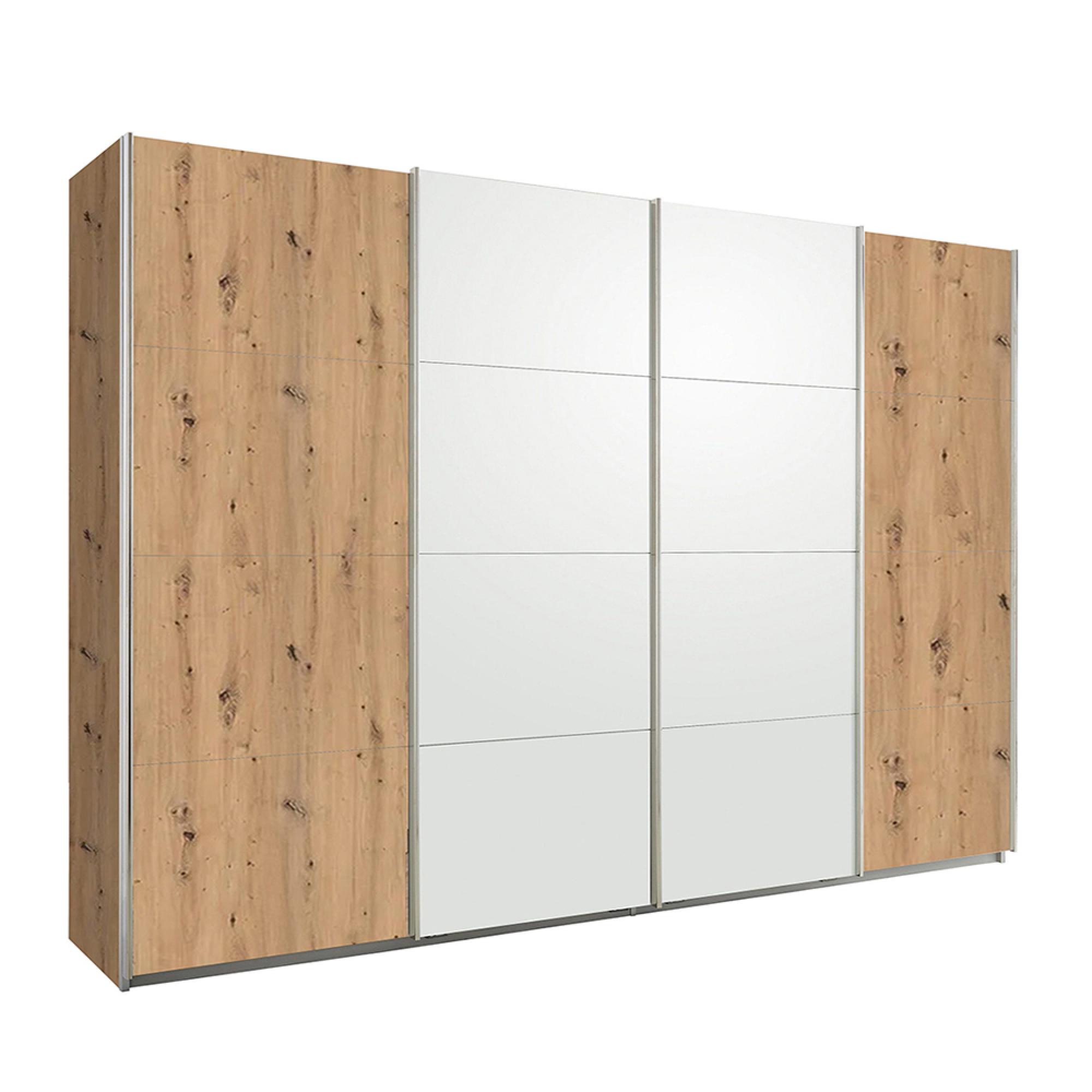 Rauch Syncrono 316cm 4 Door Sliding Wardrobe - Artisan Oak and Alpine White