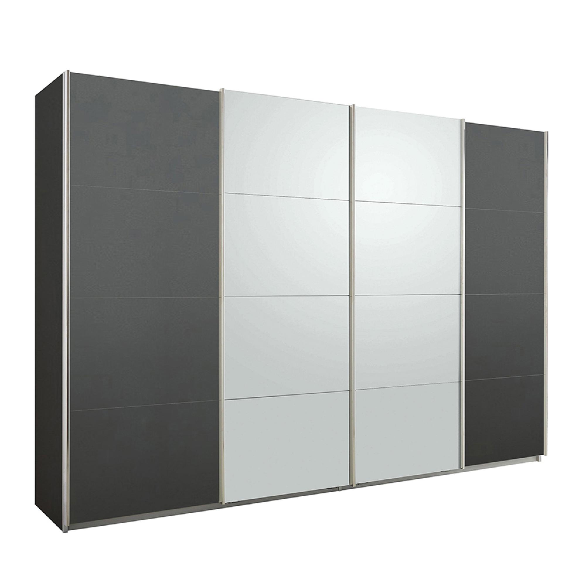 Rauch Syncrono 316cm 4 Door Sliding Wardrobe - Metallic Dark Grey and Silk Grey