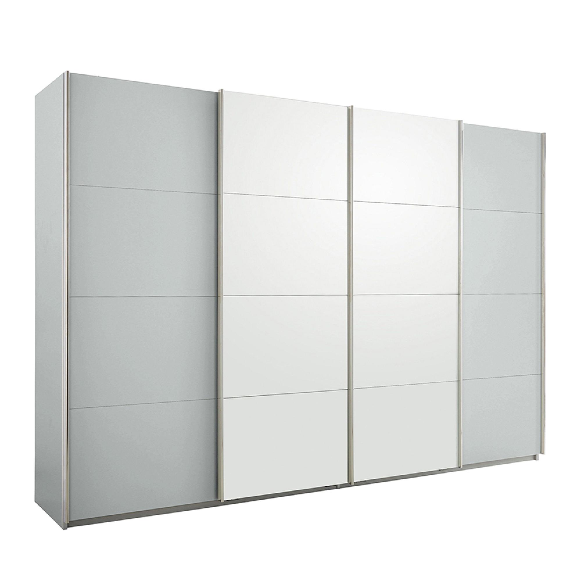 Rauch Syncrono 316cm 4 Door Sliding Wardrobe - Silk Grey and Alpine White