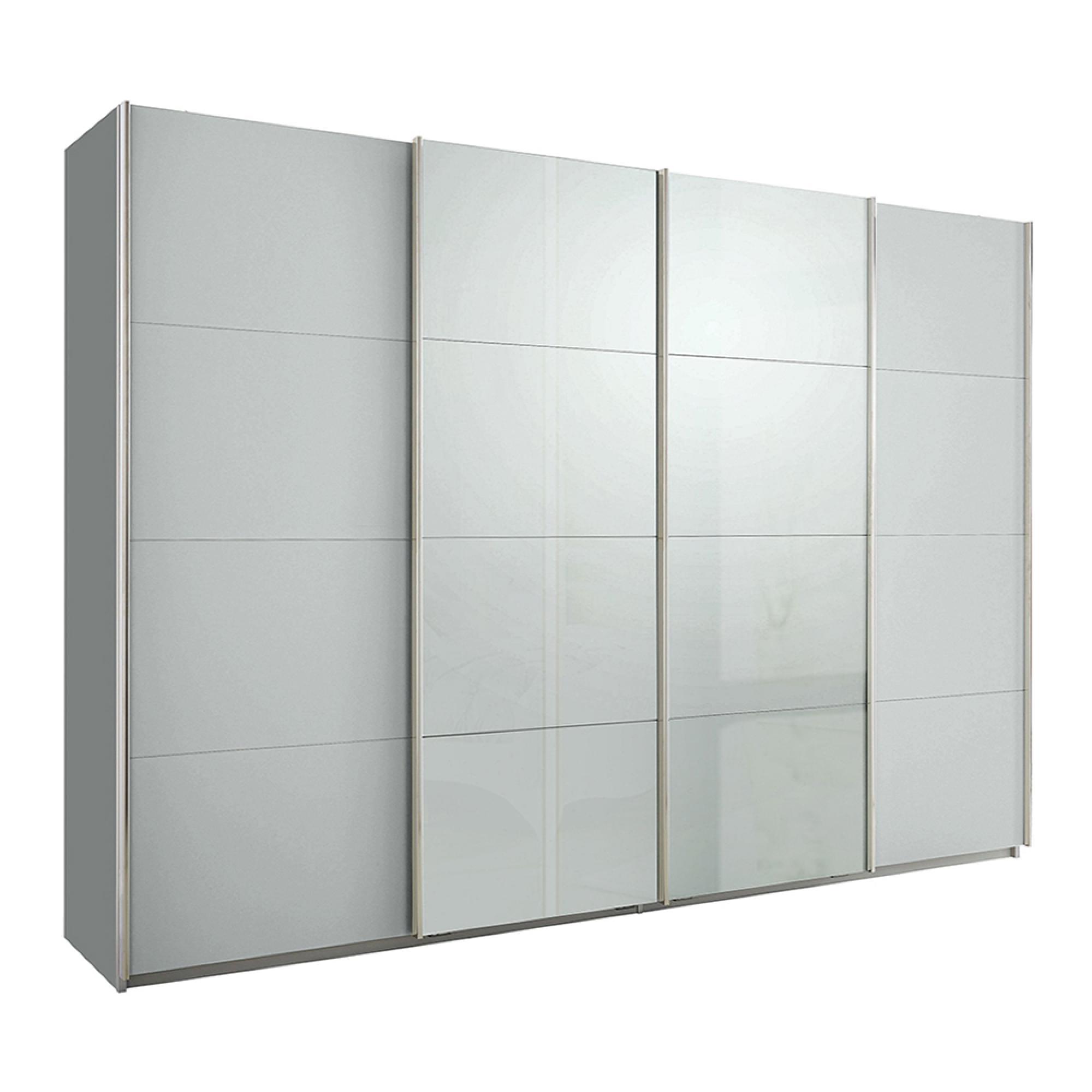 Rauch Syncrono 316cm 4 Door Sliding Wardrobe - Silk Grey and Grey High Gloss