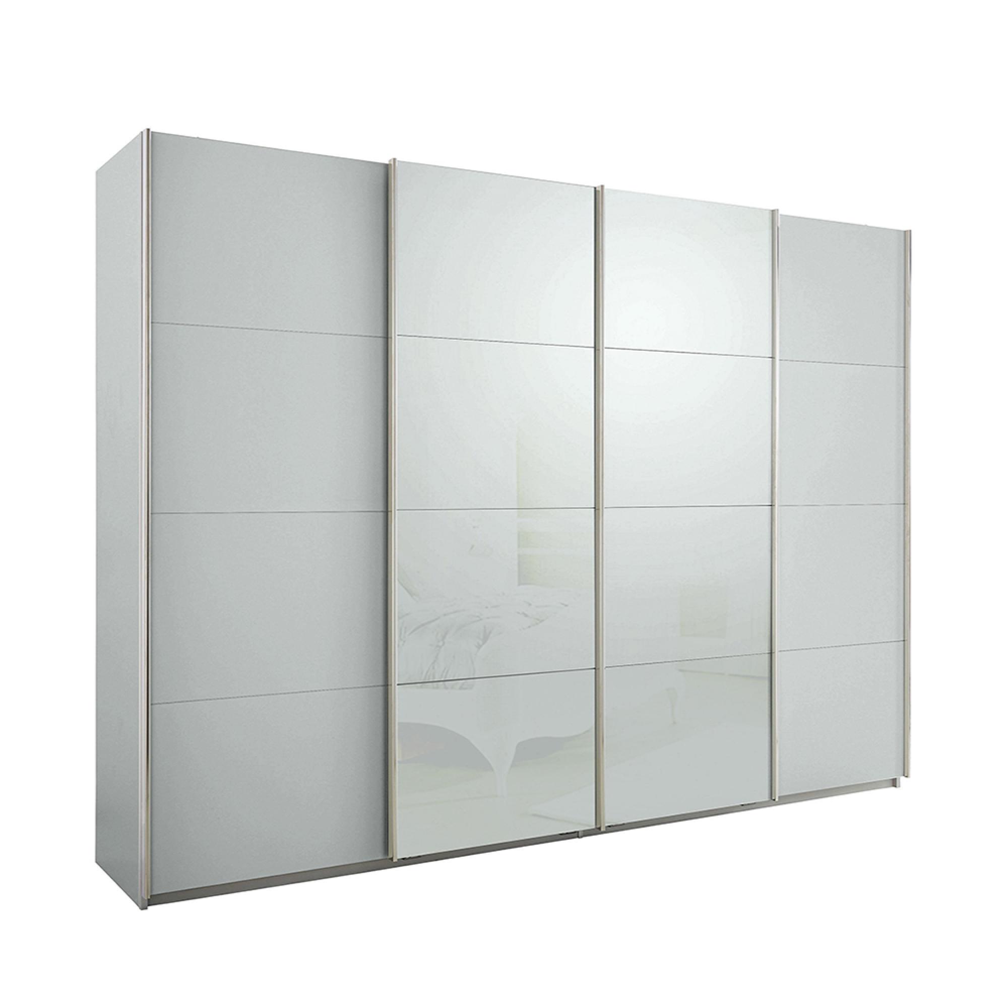 Rauch Syncrono 316cm 4 Door Sliding Wardrobe - Silk Grey and Silk Grey Glass