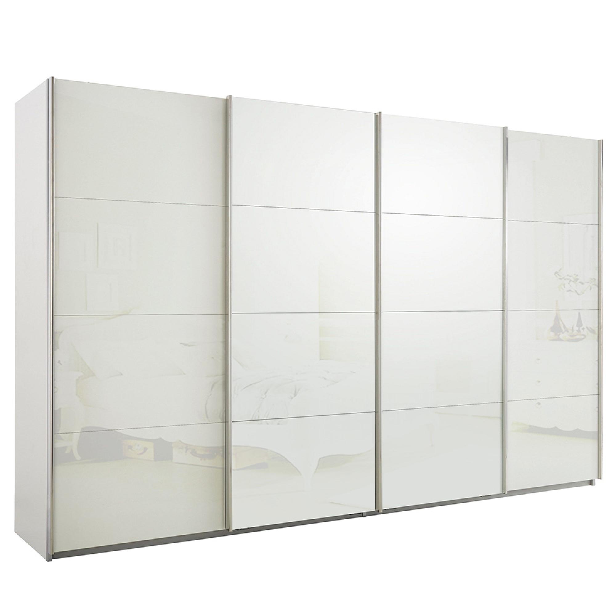 Rauch Syncrono 361cm 4 Door Glass Sliding Wardrobe - Alpine White and White