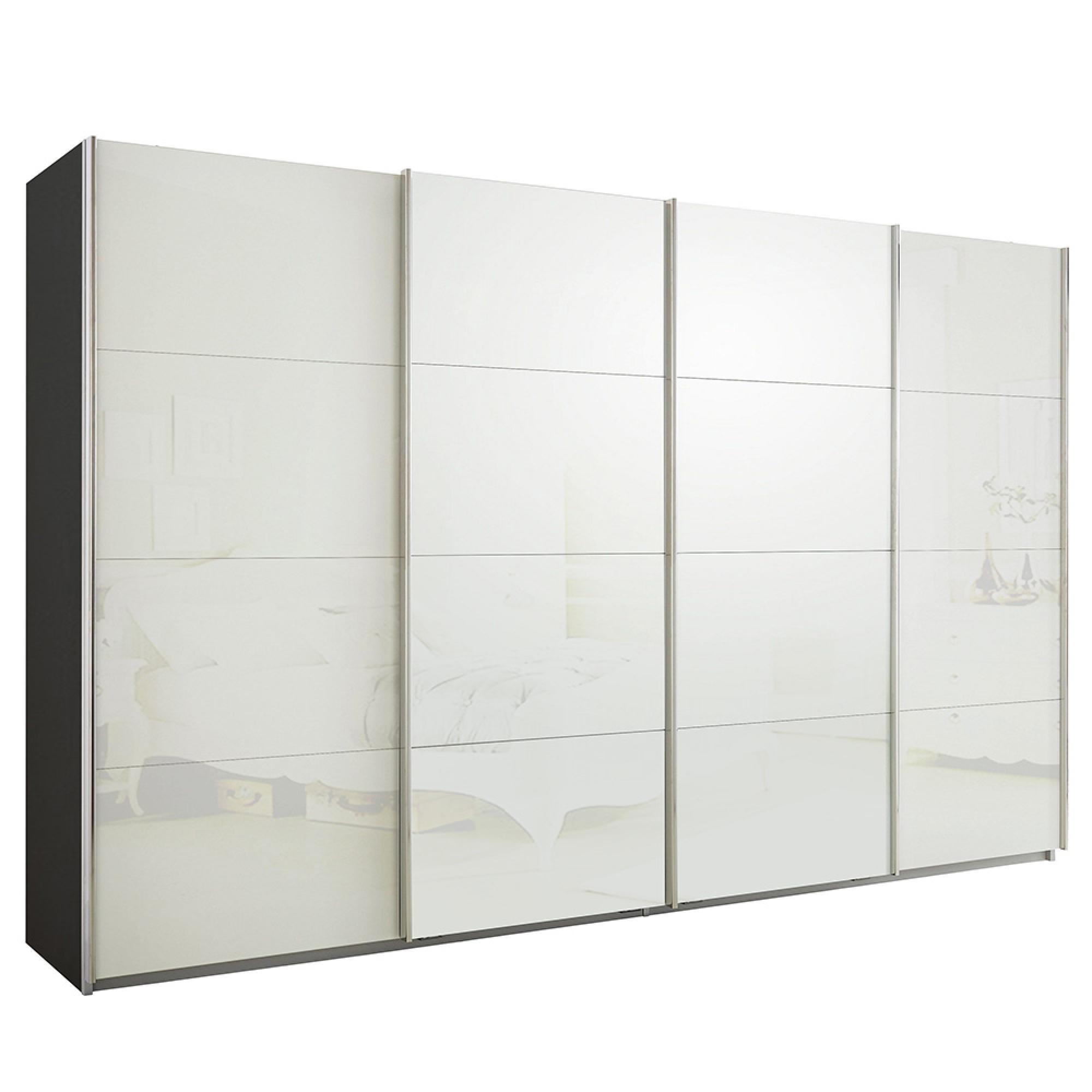 Rauch Syncrono 361cm 4 Door Glass Sliding Wardrobe - Metallic Dark Grey and White