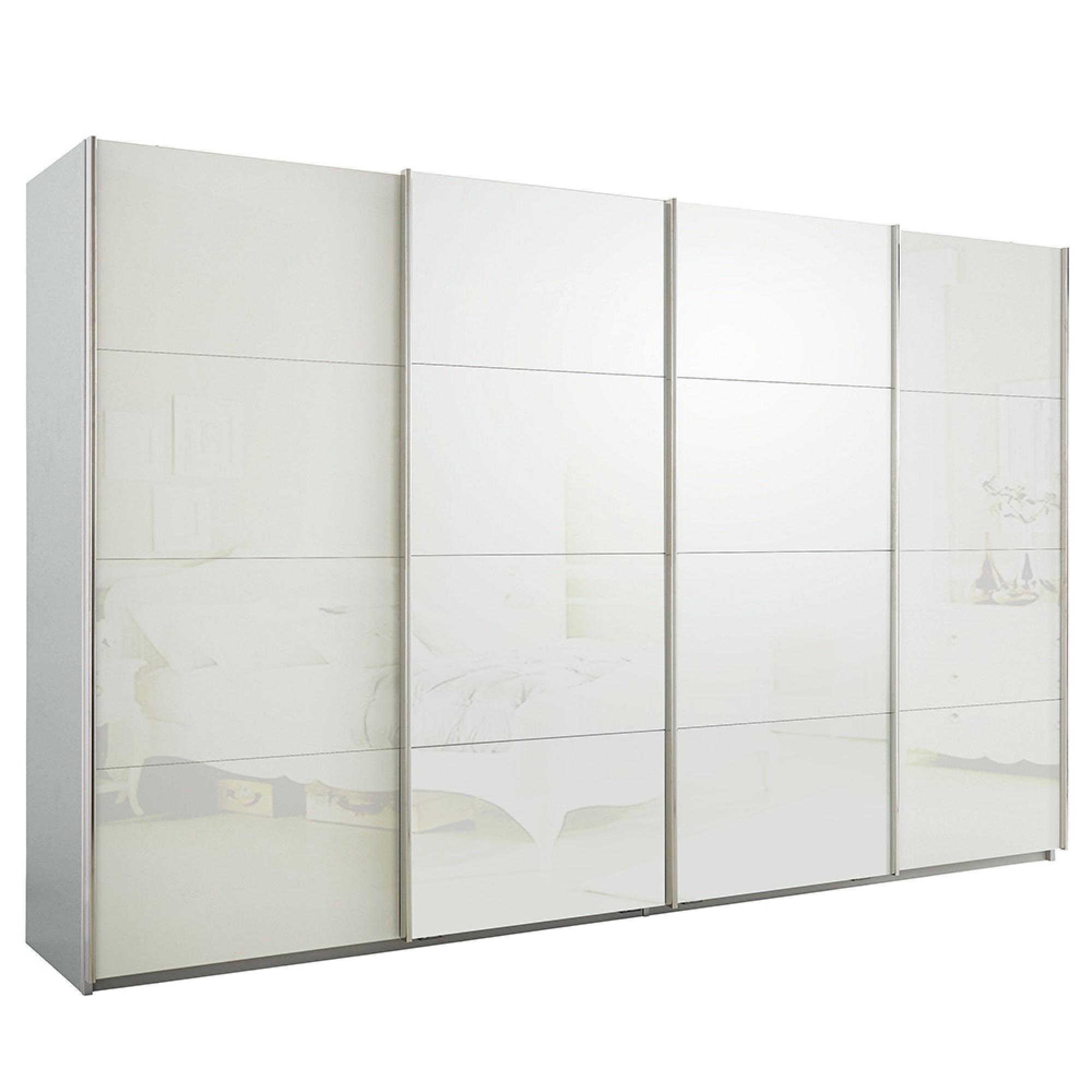 Rauch Syncrono 361cm 4 Door Glass Sliding Wardrobe - Silk Grey and White