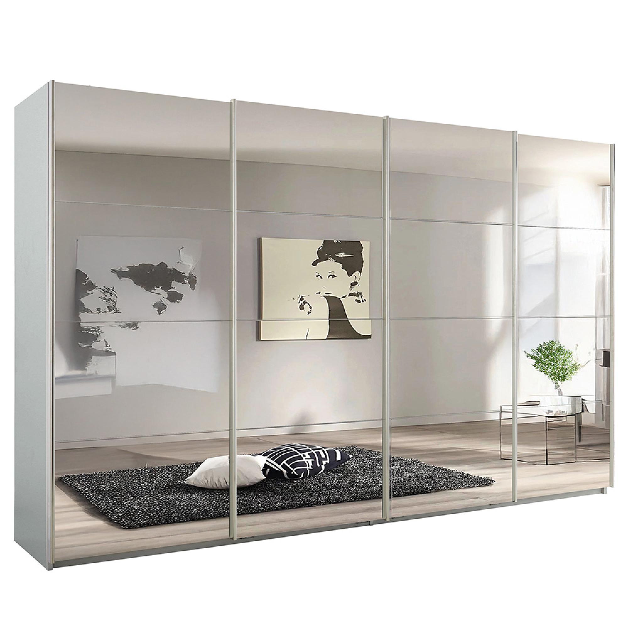 Rauch Syncrono 361cm 4 Door Sliding Mirrored Wardrobe - Silk Grey