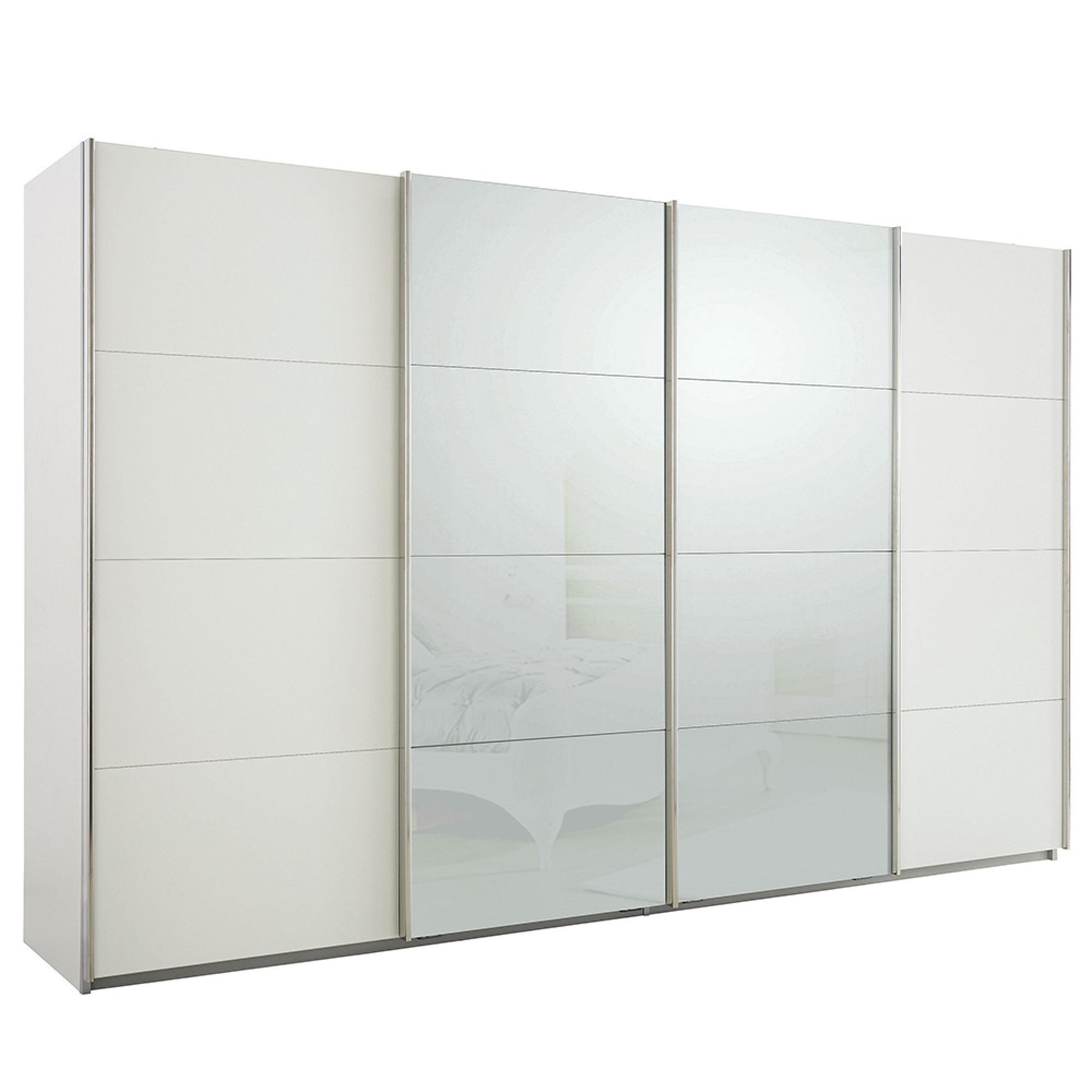 Rauch Syncrono 361cm 4 Door Sliding Wardrobe - Alpine White and Silk Grey Glass