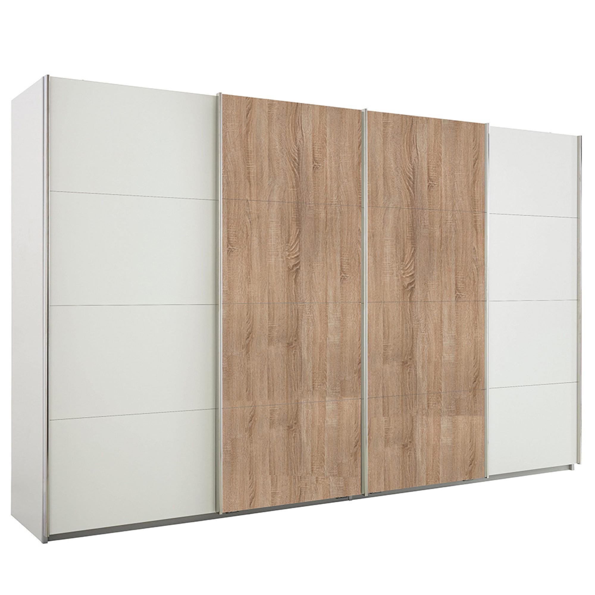 Rauch Syncrono 361cm 4 Door Sliding Wardrobe - Alpine White and Sonoma Oak
