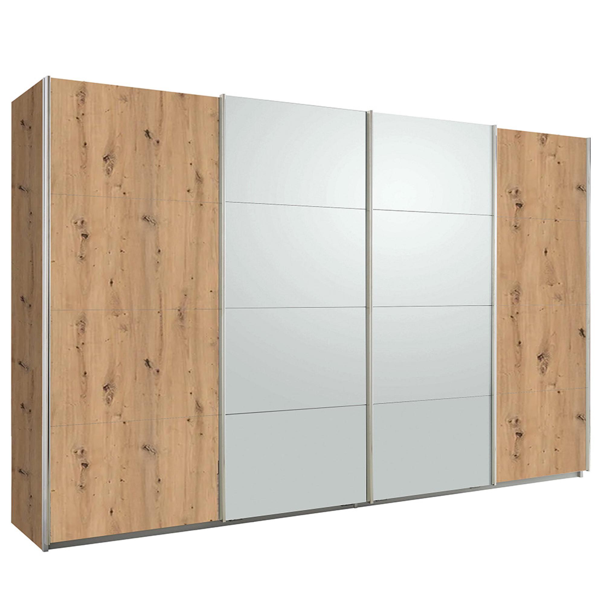 Rauch Syncrono 361cm 4 Door Sliding Wardrobe - Artisan Oak and Silk Grey