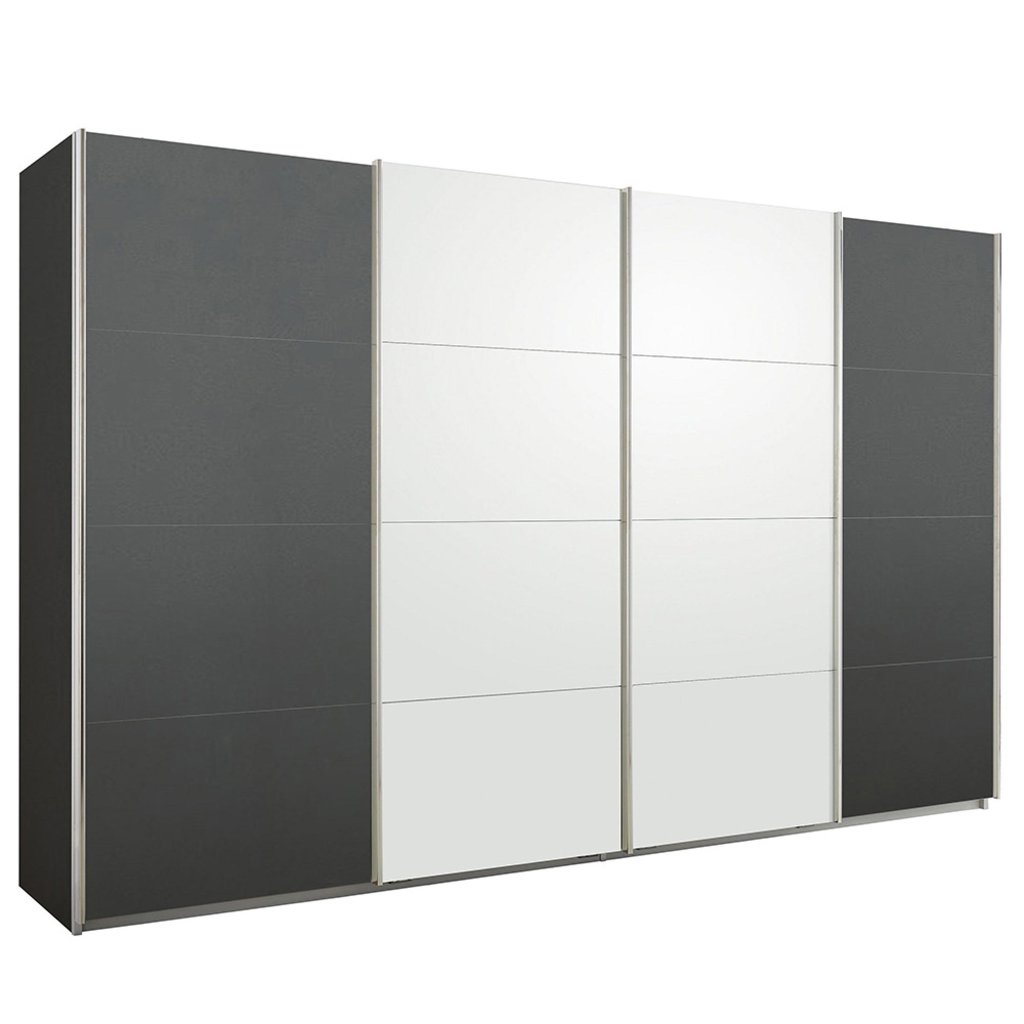Rauch Syncrono 361cm 4 Door Sliding Wardrobe - Metallic Dark Grey and Alpine White