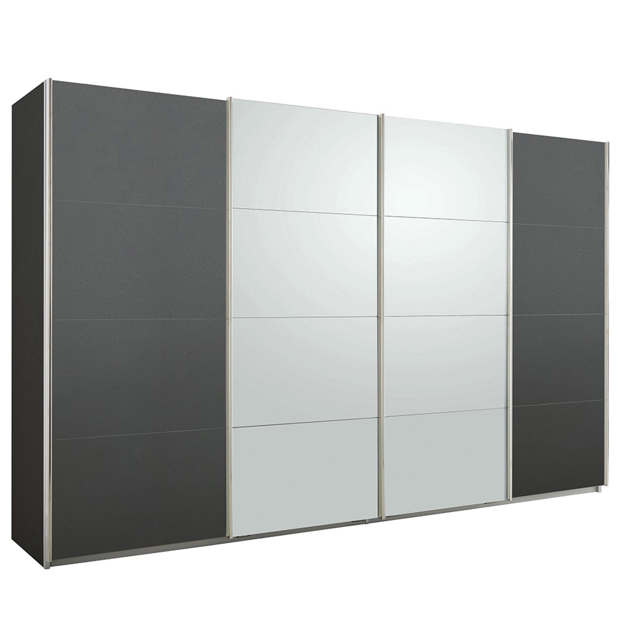 Rauch Syncrono 361cm 4 Door Sliding Wardrobe - Metallic Dark Grey and Silk Grey