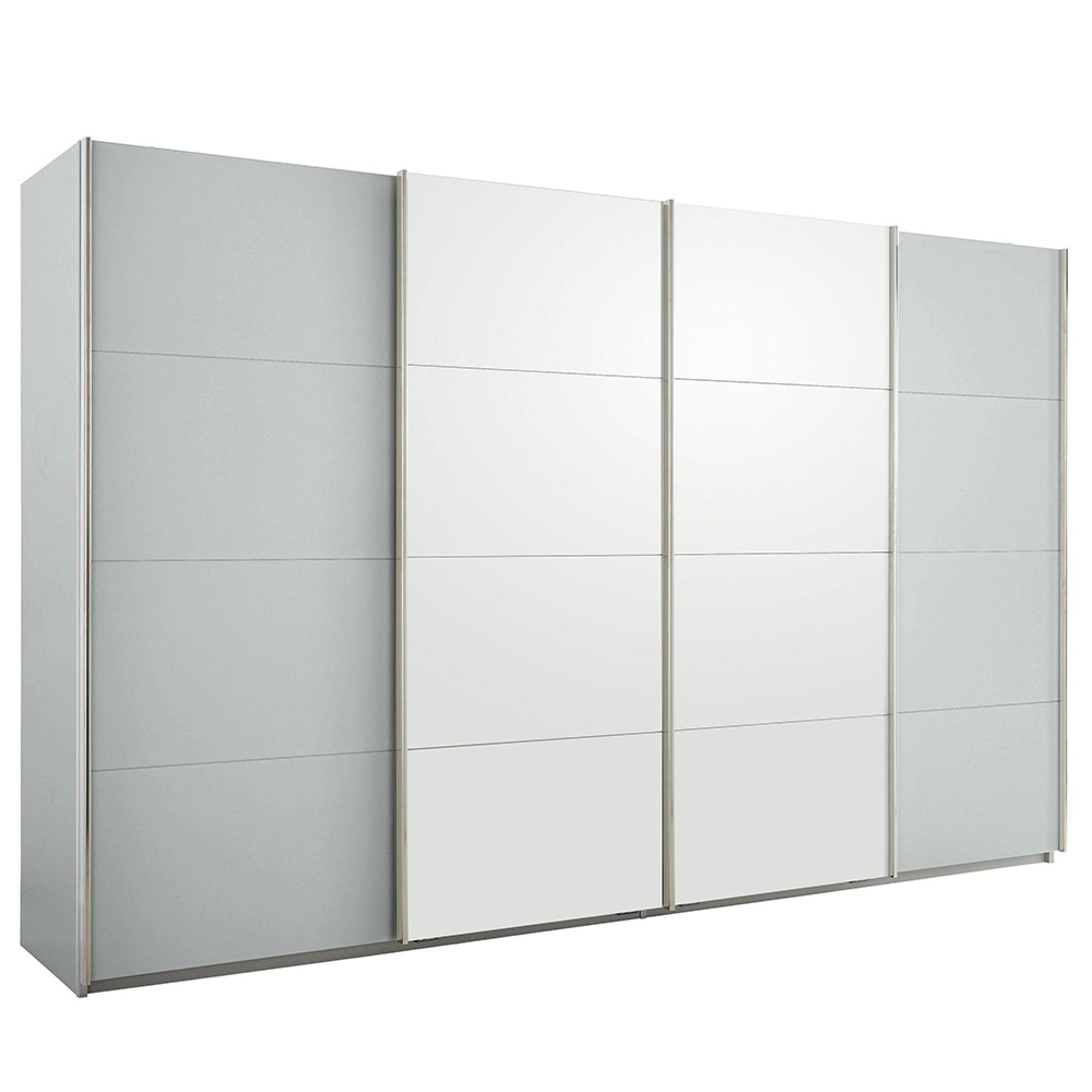Rauch Syncrono 361cm 4 Door Sliding Wardrobe - Silk Grey and Alpine White