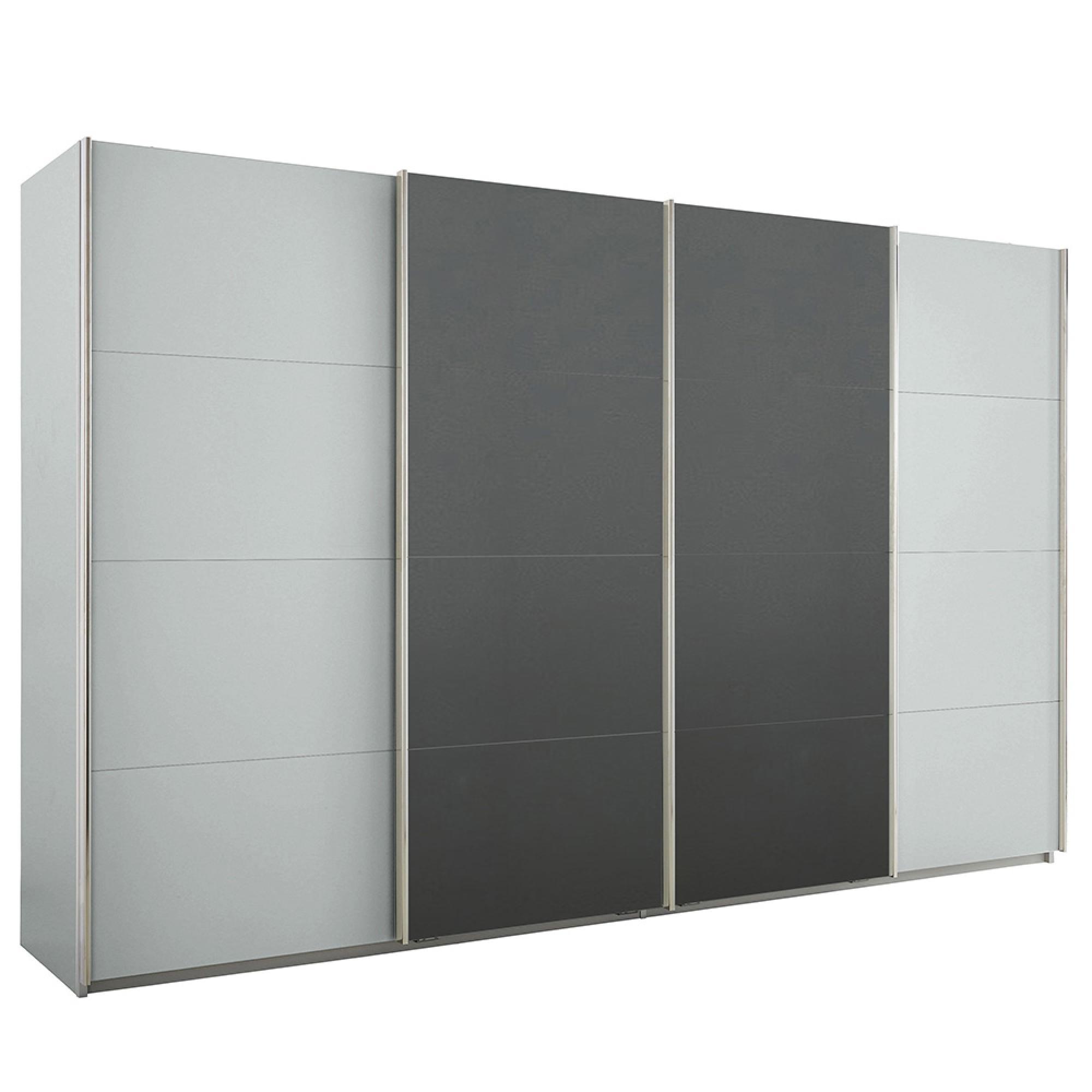 Rauch Syncrono 361cm 4 Door Sliding Wardrobe - Silk Grey and Metallic Dark Grey
