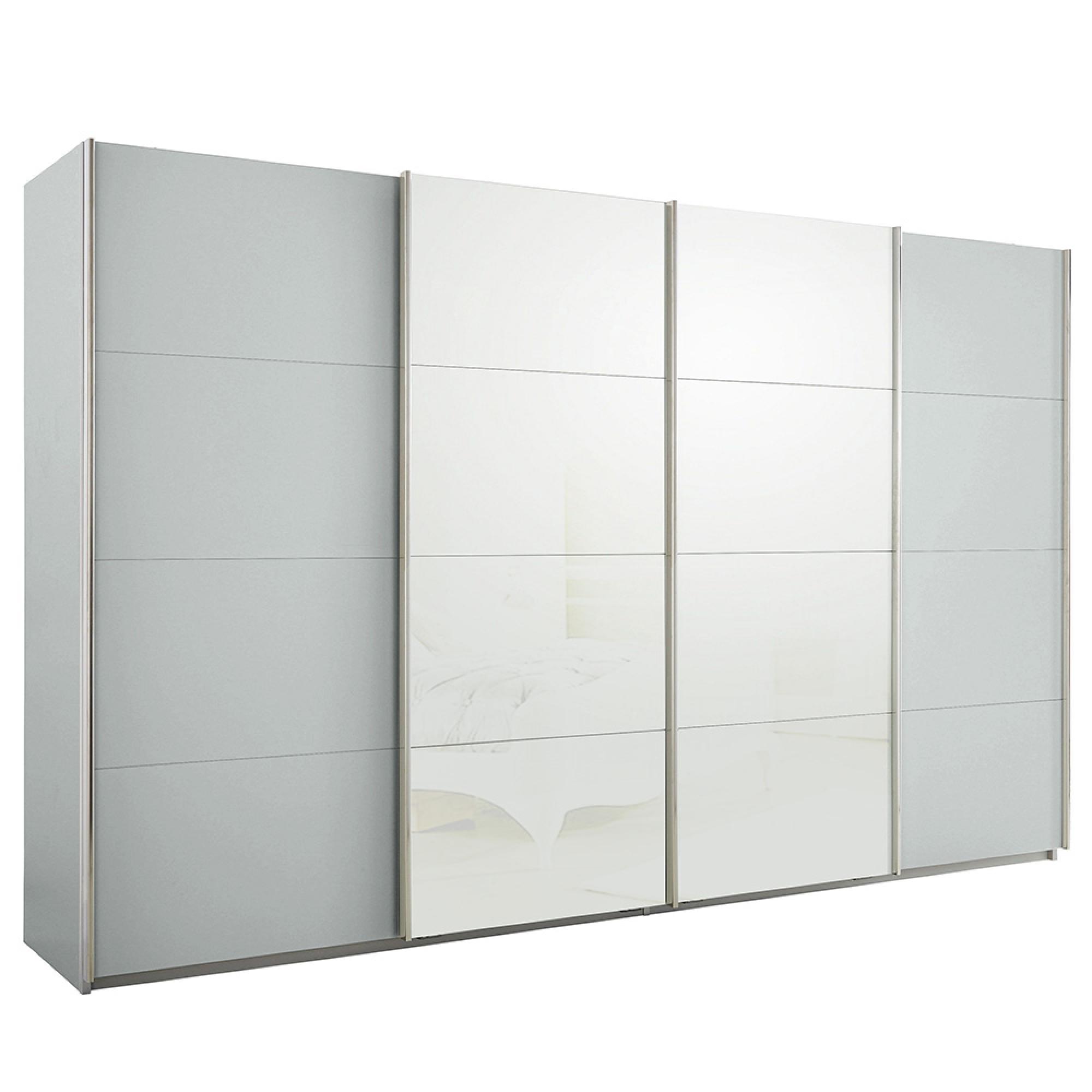Rauch Syncrono 361cm 4 Door Sliding Wardrobe - Silk Grey and White Glass