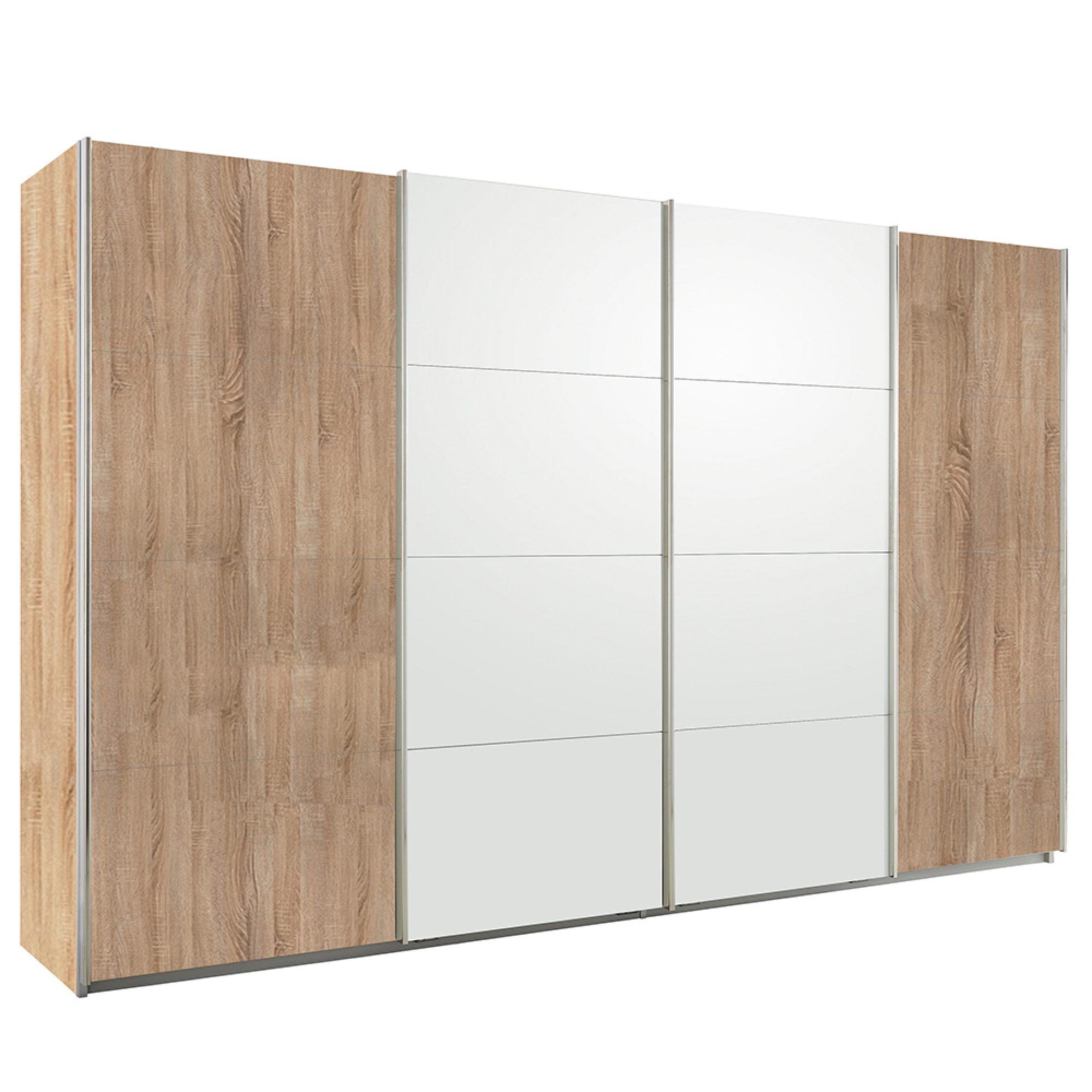 Rauch Syncrono 361cm 4 Door Sliding Wardrobe - Sonoma Oak and Alpine White