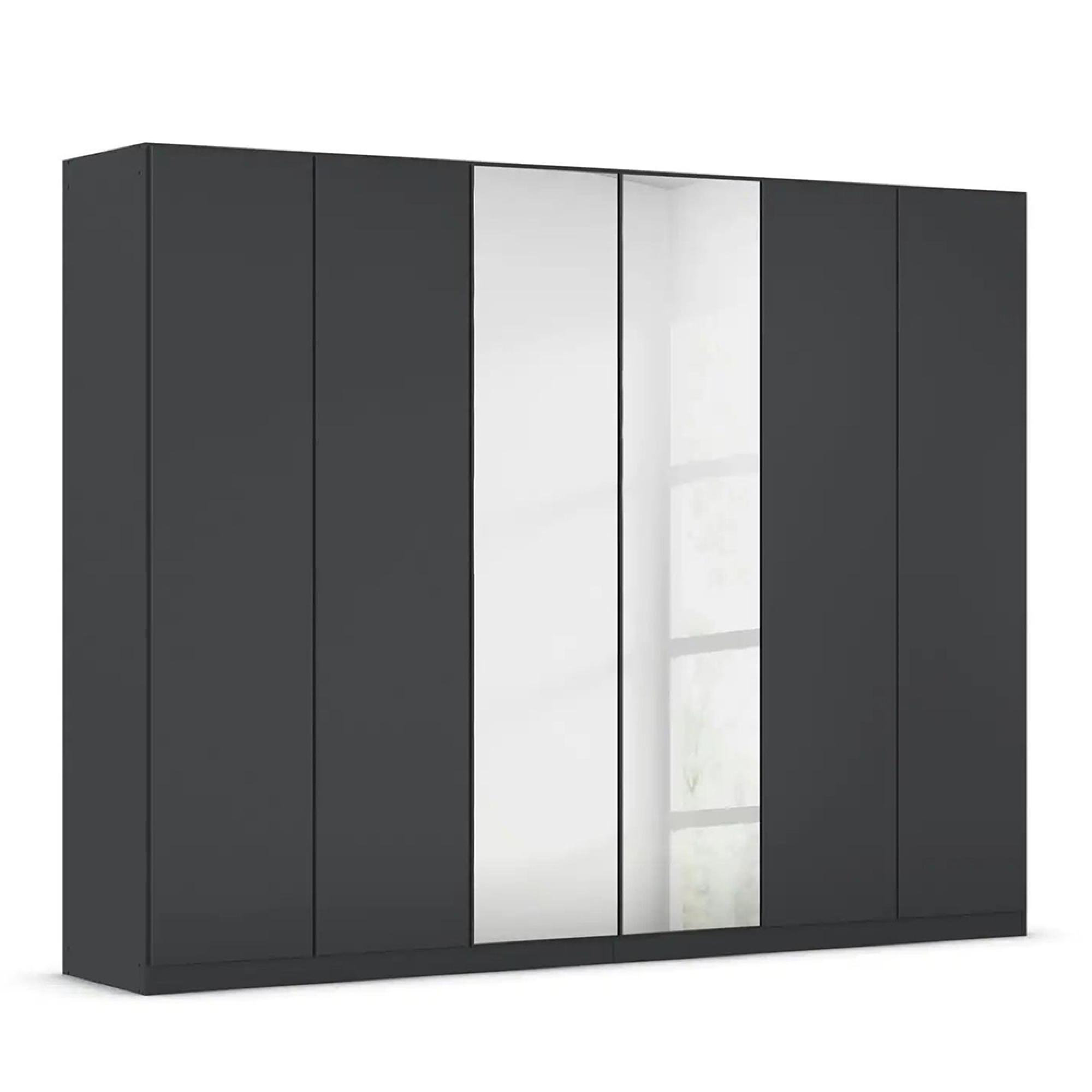 Rauch Wingview Lite 271cm 6 Door Wardrobe with Mirror - Metallic Dark Grey