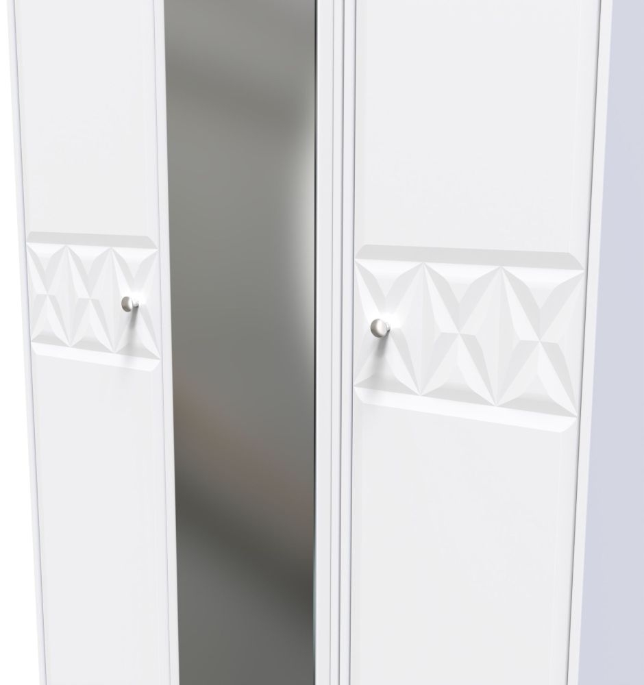 San Jose Wardrobe - 3 Door - 1 Mirror - Triple - Tall - White