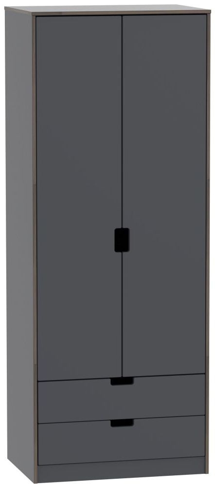 Shanghai Graphite 2 Door 2 Drawer Tall Wardrobe