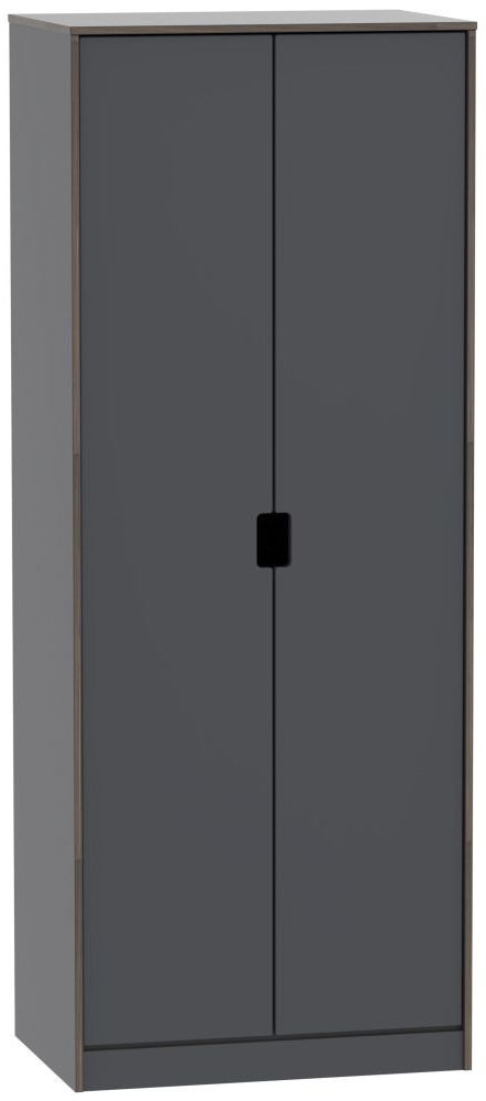 Shanghai Graphite 2 Door Plain Tall Wardrobe