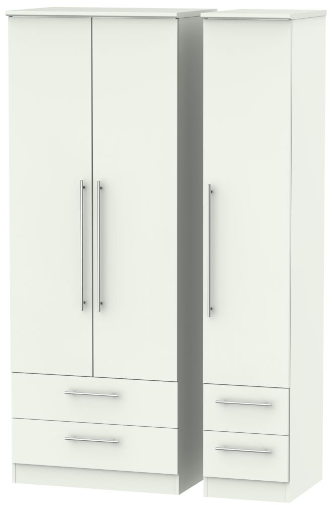 Sherwood Porcelain 3 Door Tall Triple Wardrobe - 4 Drawers