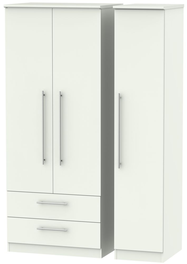 Sherwood Triple Wardrobe - 3 Door - LHF 2 Drawer - Porcelain