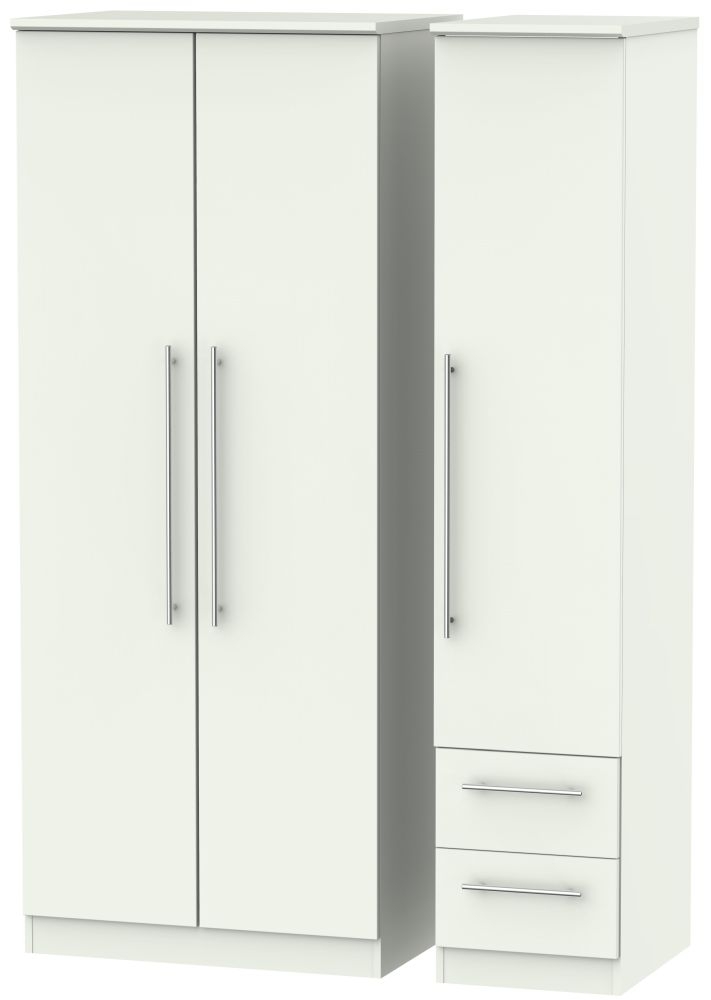 Sherwood Triple Wardrobe - 3 Door - RHF 2 Drawer - Porcelain