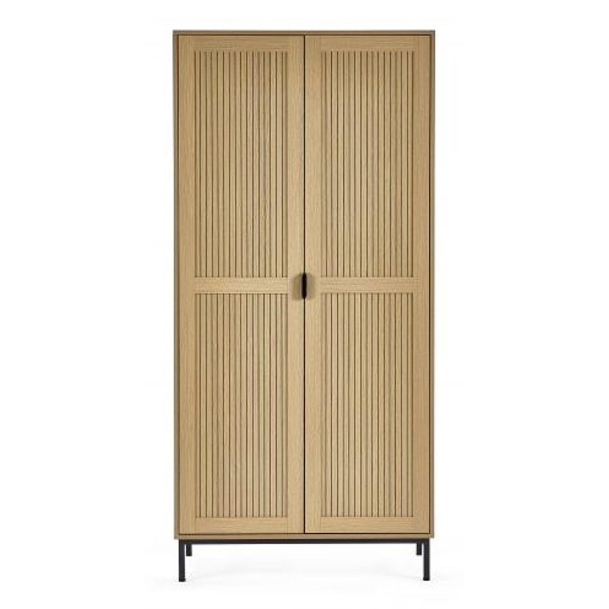 Sia Wardrobe - 2 Door - Ribbed - Oak