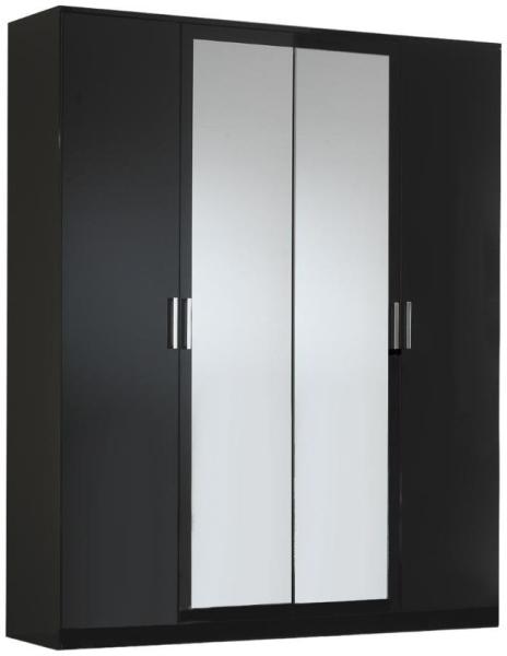 Simona Black Italian 4 Door Wardrobe with Mirrors