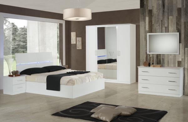 Simona White Italian 4 Door Wardrobe with Mirrors