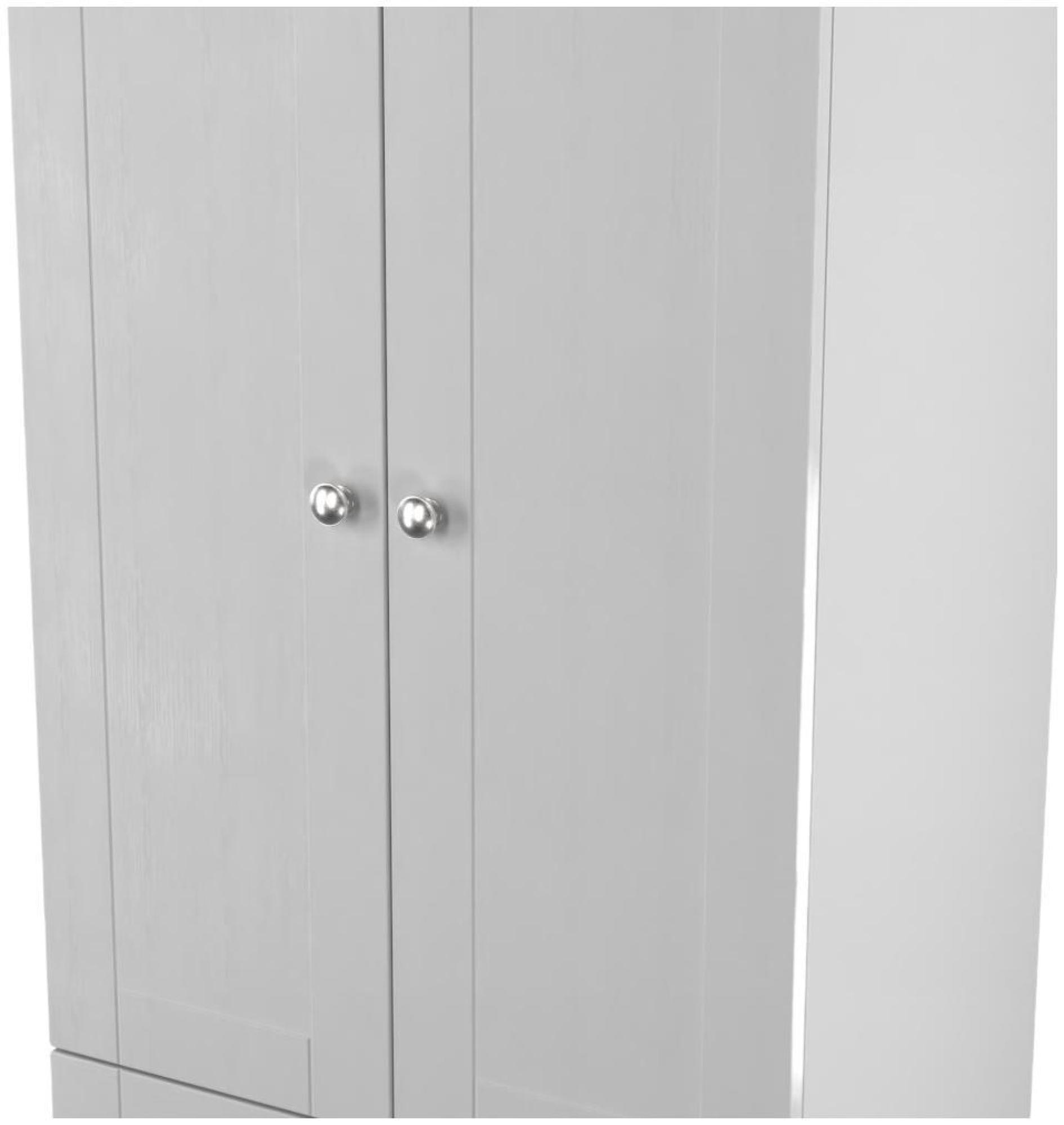 Sussex Wardrobe - 2 Door - 2 Drawer - Double - Grey and Oak