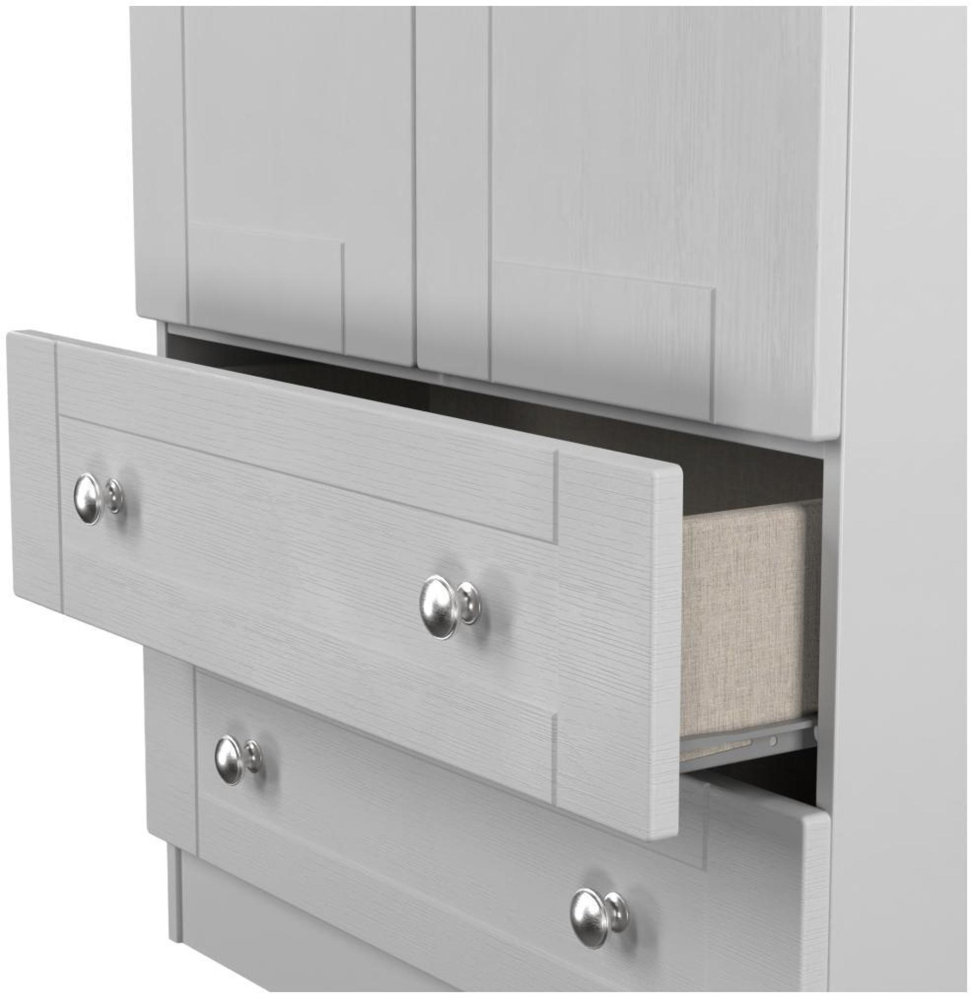 Sussex Wardrobe - 2 Door - 2 Drawer - Double - Grey and Oak