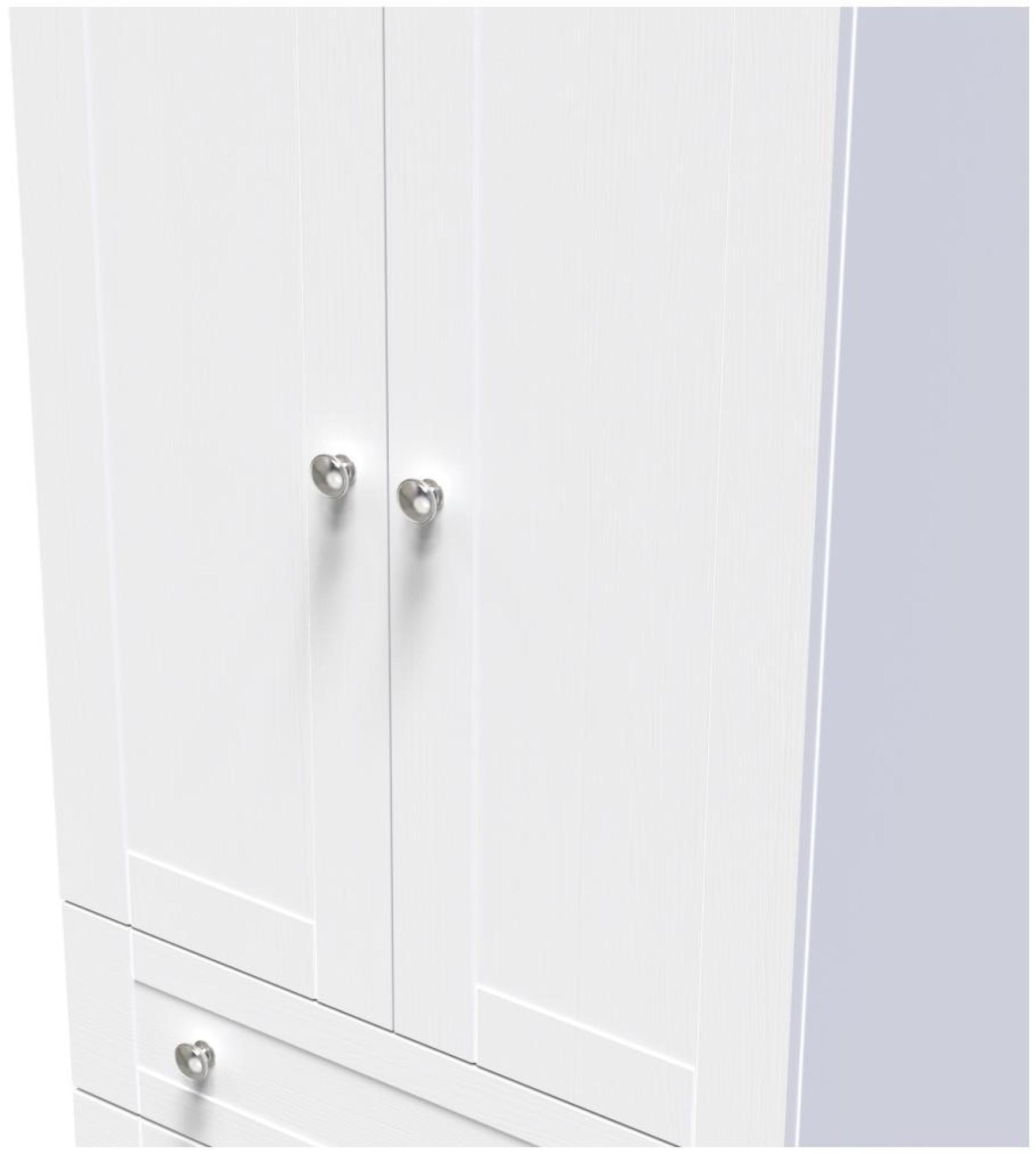 Sussex Wardrobe - 2 Door - 2 Drawer - Double - White and Oak