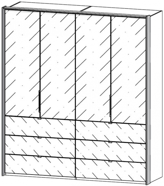 5J51 : 4 Door 6 Drawer Glass Combi Folding Wardrobe with Passepartout