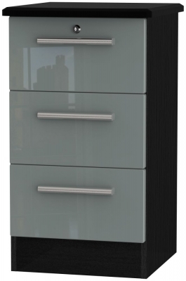 Grey High Gloss Front and Black Base Unit