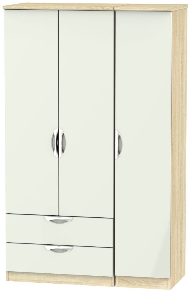 Camden 3 Door 2 Left Drawer Wardrobe - High Gloss Kaschmir and Bardolino