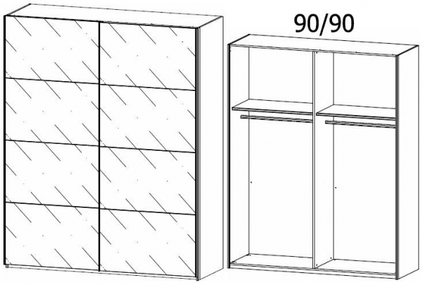 5921 : 2 Grey Mirror Door Sliding Wardrobe and Aluminium Color Handle Strip