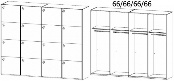 4C03 : 4 Door High Polish Synchronous Sliding Wardrobe and Chrome Color Handle Strip