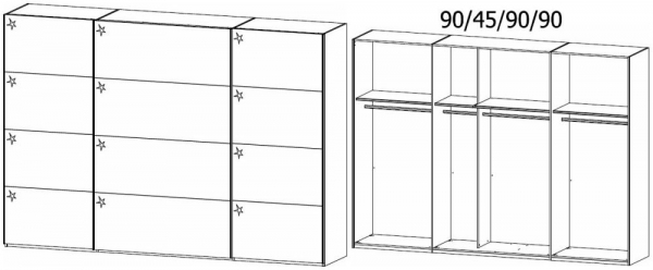 4P05 : 3 Door High Polish Sliding Wardrobe and Chrome Color Handle Strip