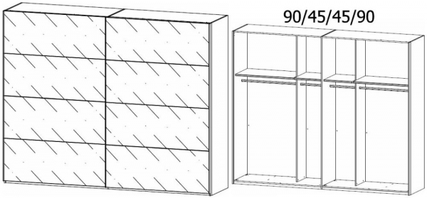 5941 : 2 Glass Door Sliding Wardrobe and Carcase Color Handle Strip