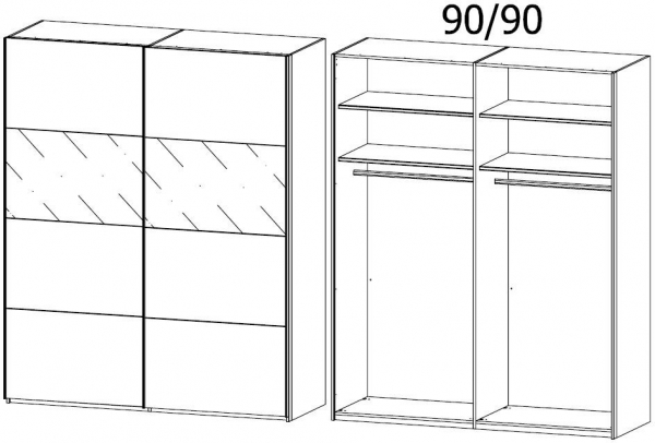 41H5 : 2 Door Sliding Wardrobe with Color Front and High Polish Inlay Panel in Application and Aluminium Color Handle