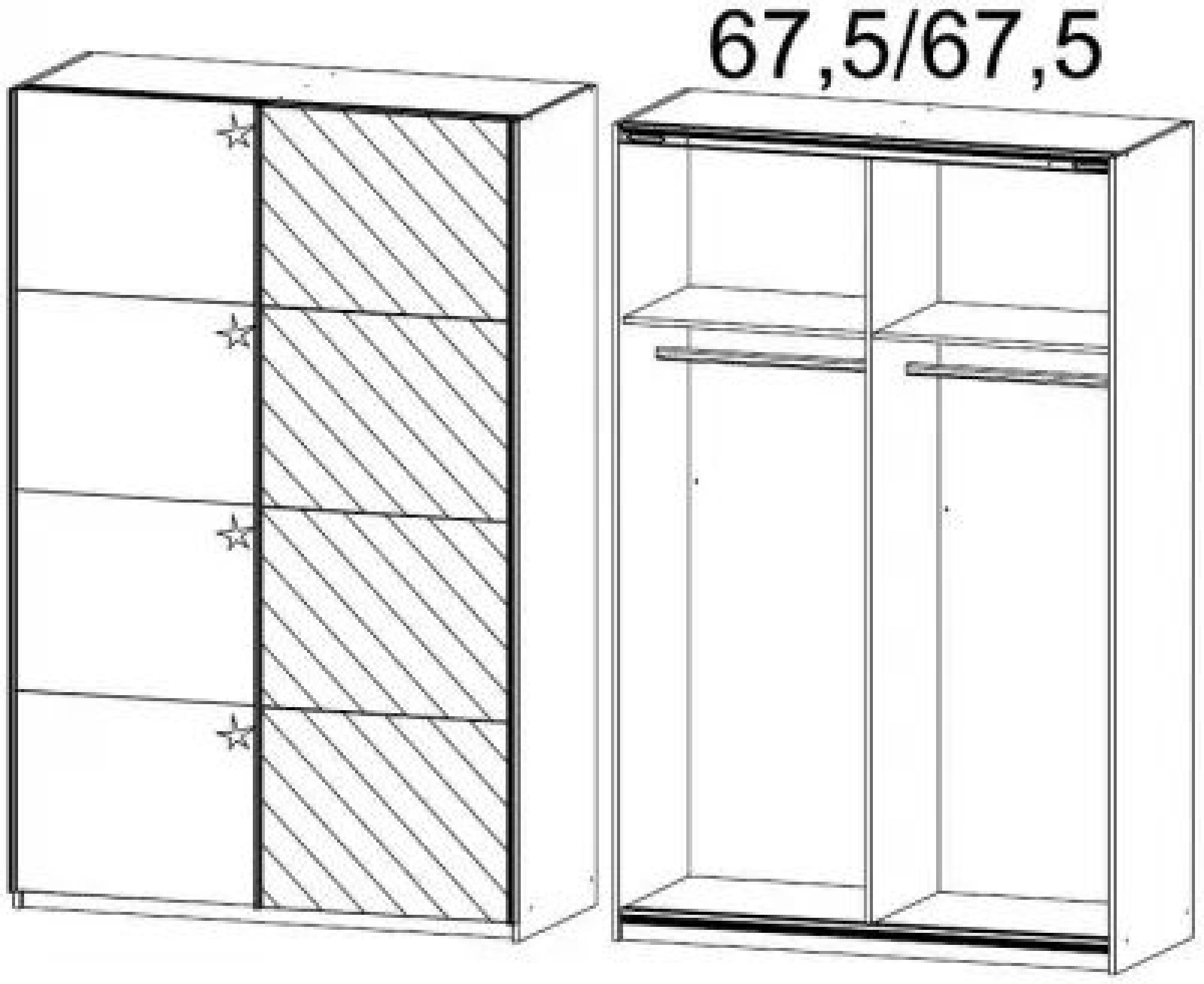 541H : 2 Door Wardrobe with 1 High Polish Door and 1 Mirror Door