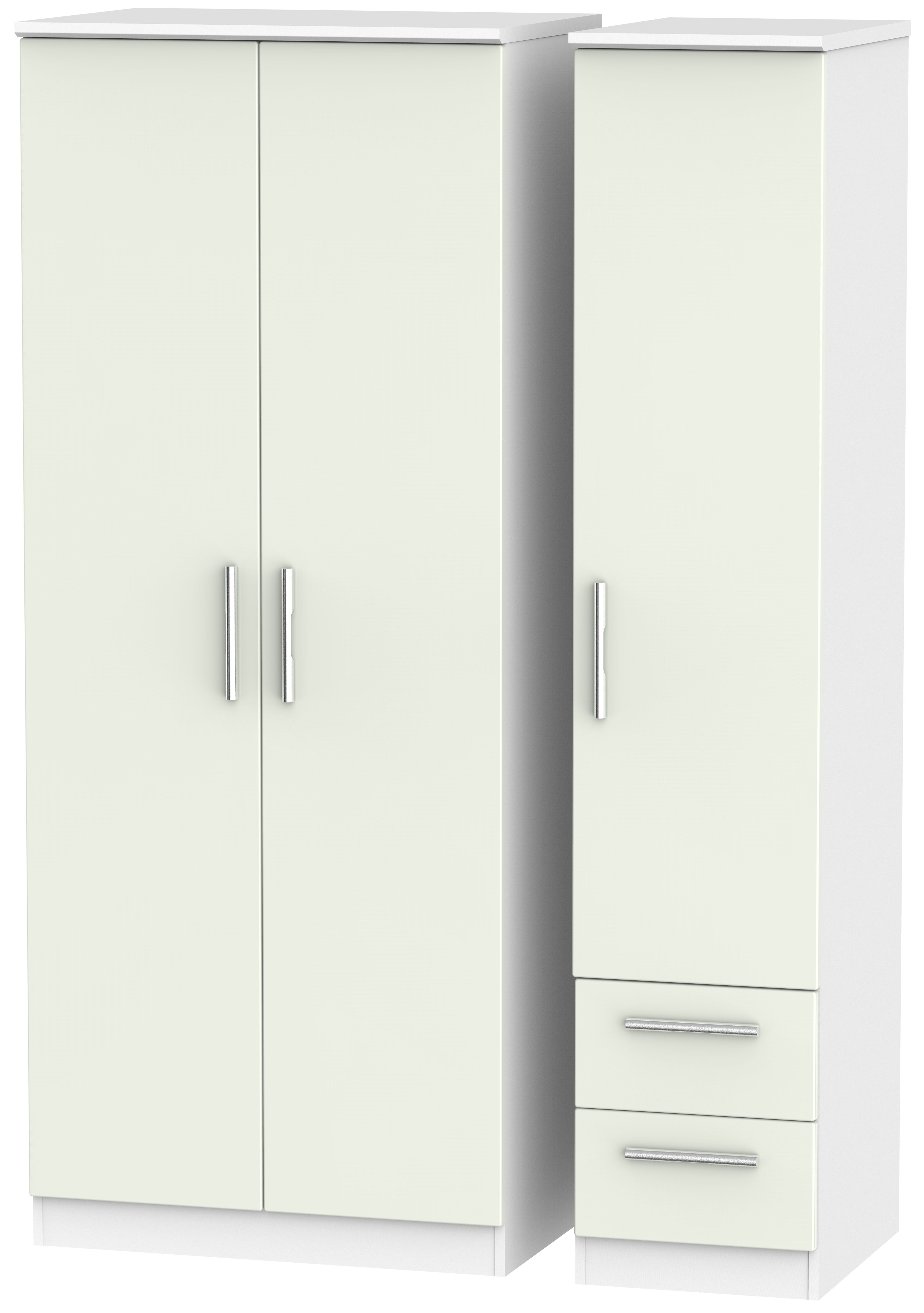 Knightsbridge 3 Door 2 Right Drawer Wardrobe - Kaschmir Matt and White