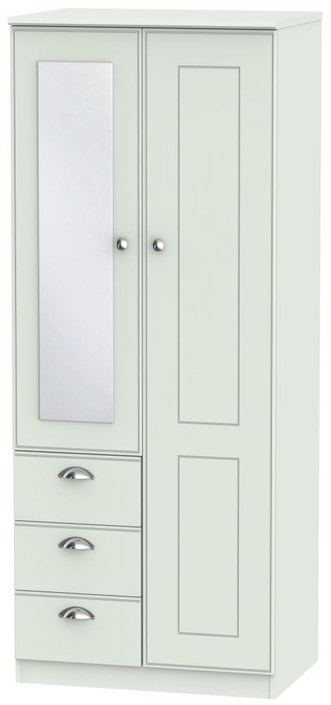 Victoria Grey 2 Door Combi Wardrobe - 1 Mirror RHF 3 Drawers