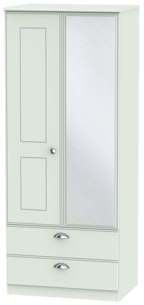 Victoria Grey 2 Door Combi Wardrobe - 1 Mirror