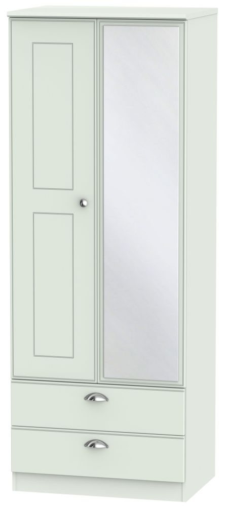 Victoria Grey 2 Door Tall Combi Wardrobe - 1 Mirror