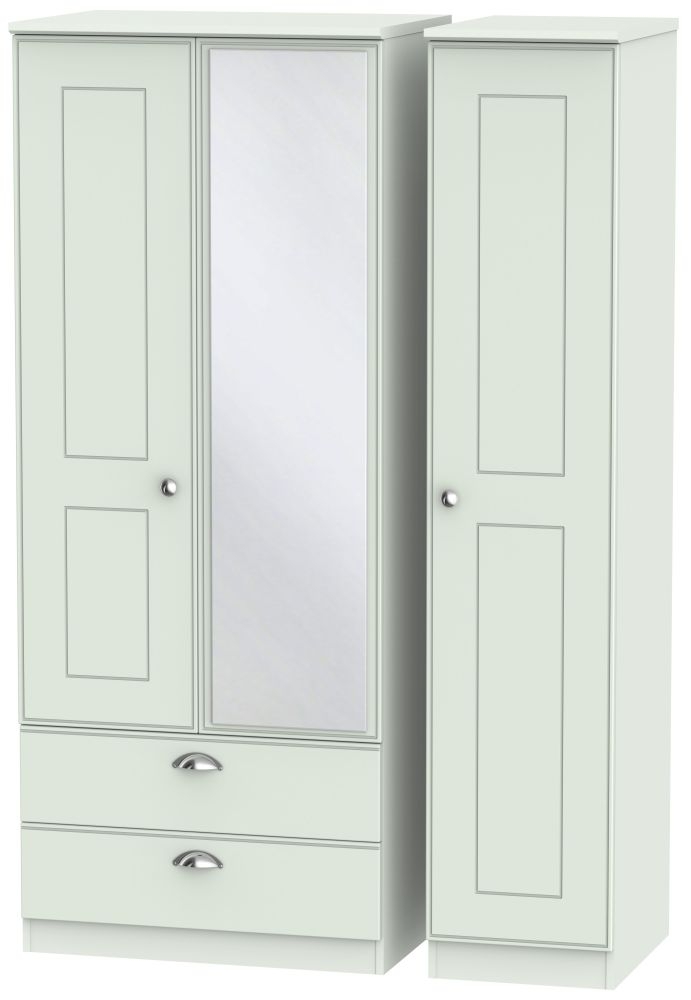 Victoria Wardrobe - 3 Door - 1 Mirror - LHF 2 Drawers - Combi - Grey