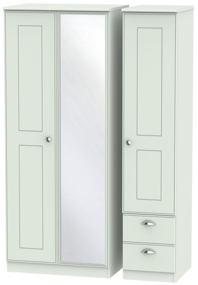 Victoria Wardrobe - 3 Door - 1 Mirror - RHF 2 Drawers - Combi - Grey