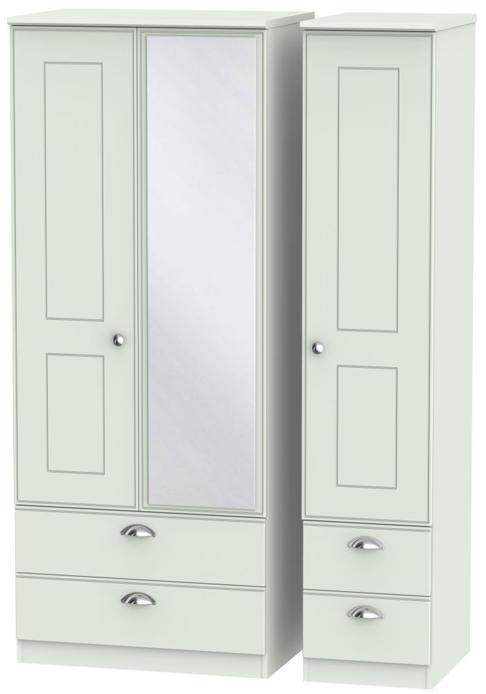 Victoria Grey 3 Door Combi Wardrobe - 1 Mirror