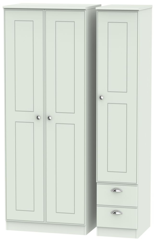 Victoria Wardrobe - 3 Door - RHF 2 Drawers - Tall - Triple - Grey