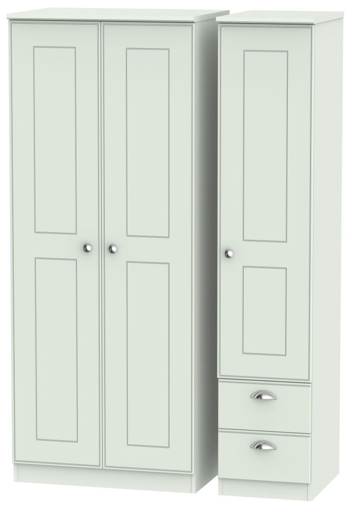 Victoria Wardrobe - 3 Door - RHF 2 Drawers - Triple - Grey
